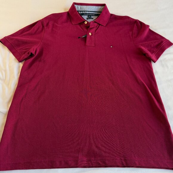 Tommy Hilfiger Custom Fit Men's Casual Polo Shirt – Burgundy Red – Large – NWOT - Picture 1 of 10